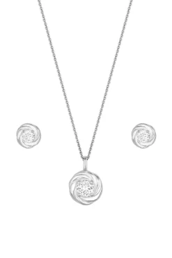 Simply Silver Sterling Silver 925 Cubic Zirconia Knot Set - Gift Boxed