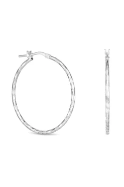 Simply Silver Sterling Silver 925 Fine Diamond Cut Hoop Earrings