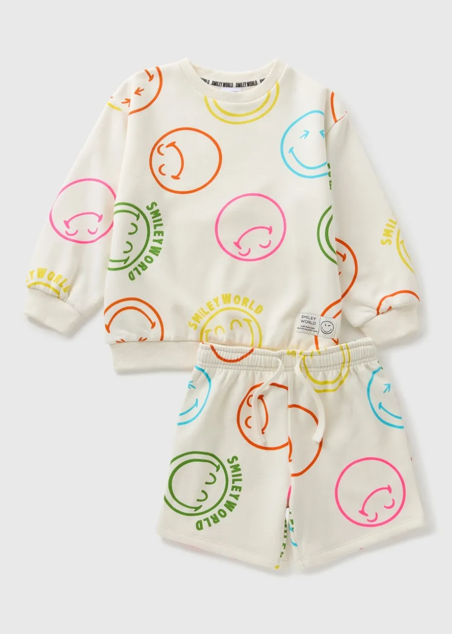 Smiley Kids Cream Sweatshirt & Short Set (1-13yrs)