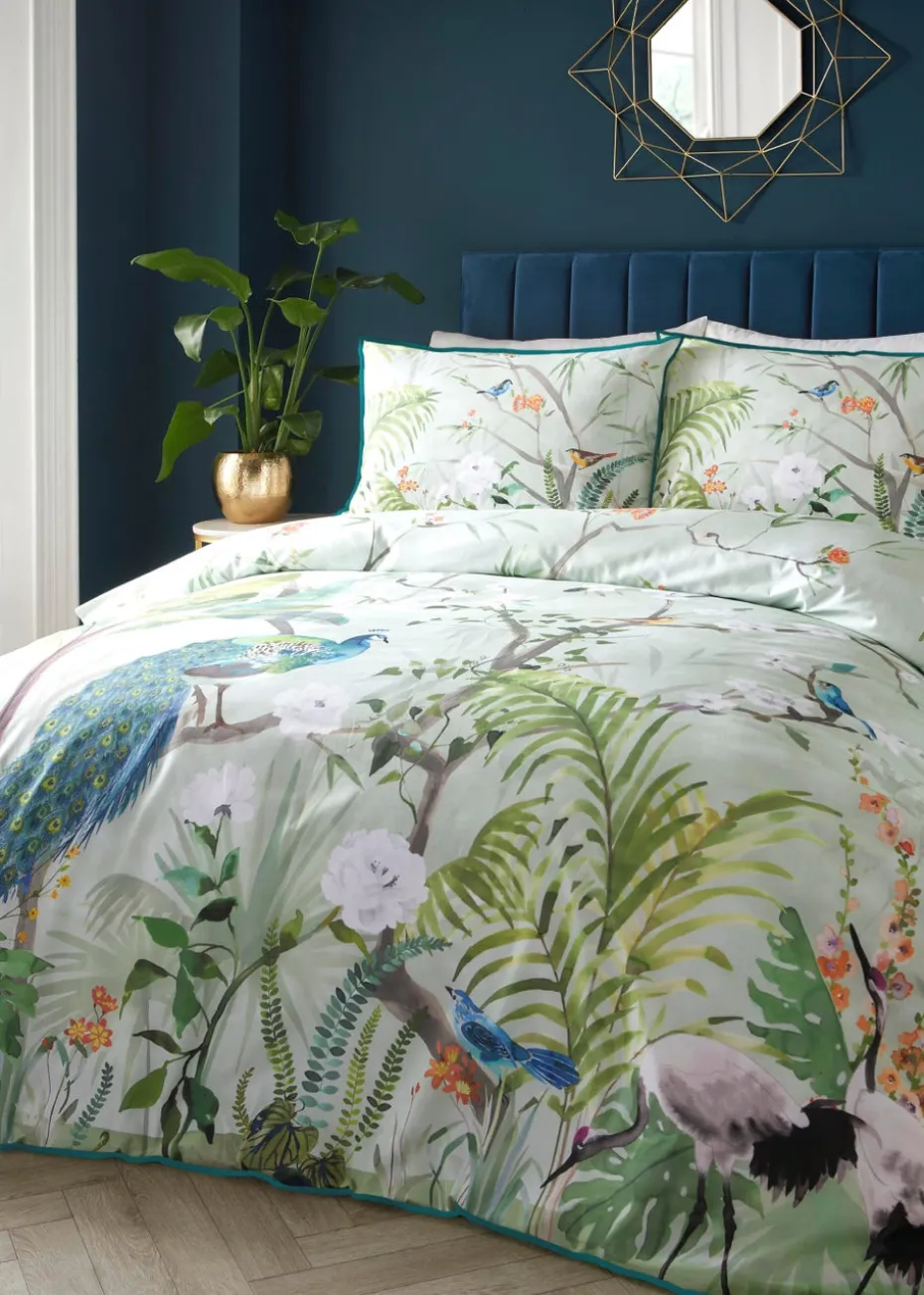 Soiree Peacock Jungle Sateen Multi Duvet Cover Set