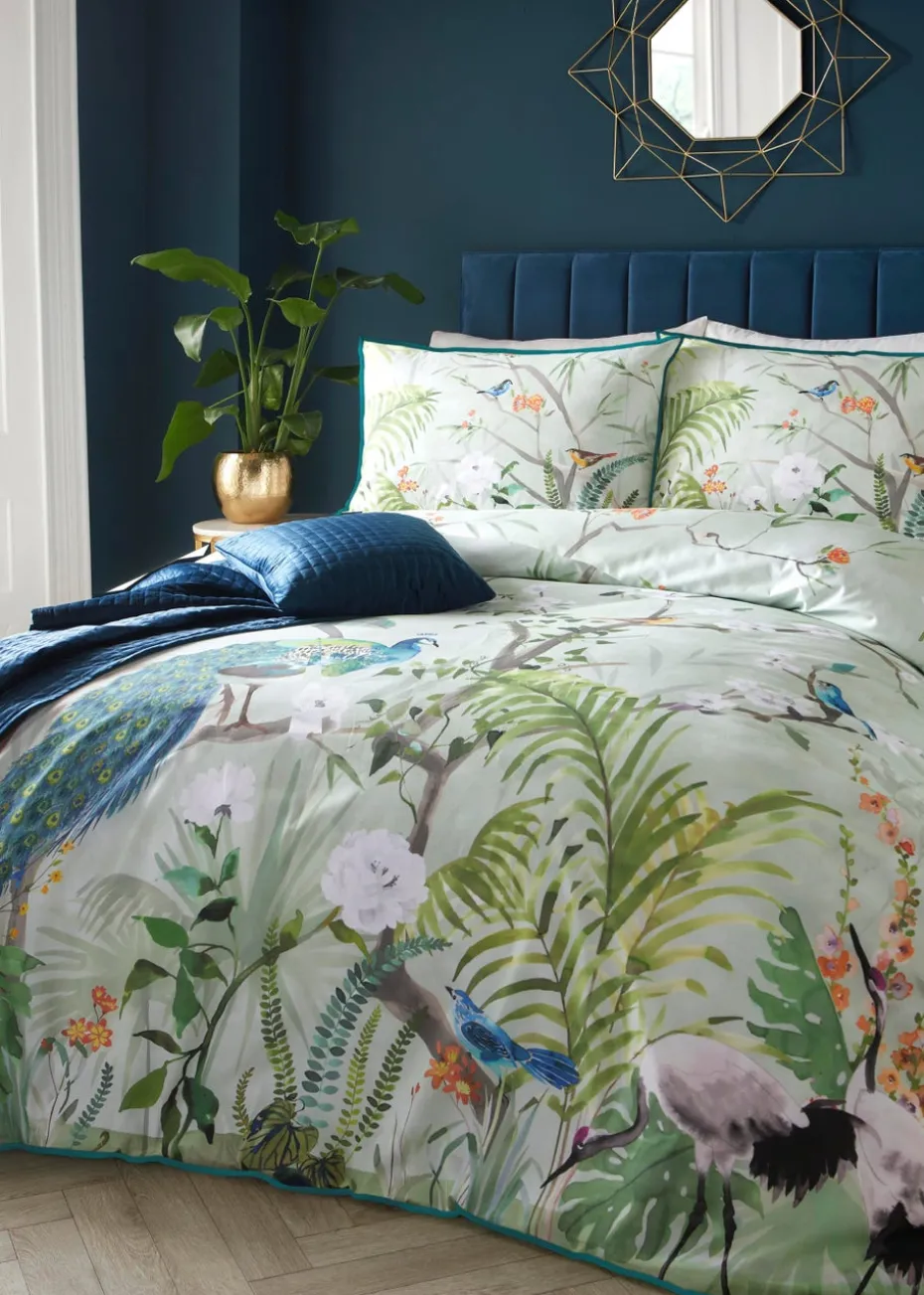 Soiree Peacock Jungle Sateen Multi Duvet Cover Set