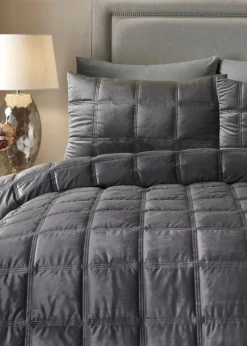 Soiree Slate Brighton Square Velvet Duvet Cover Set