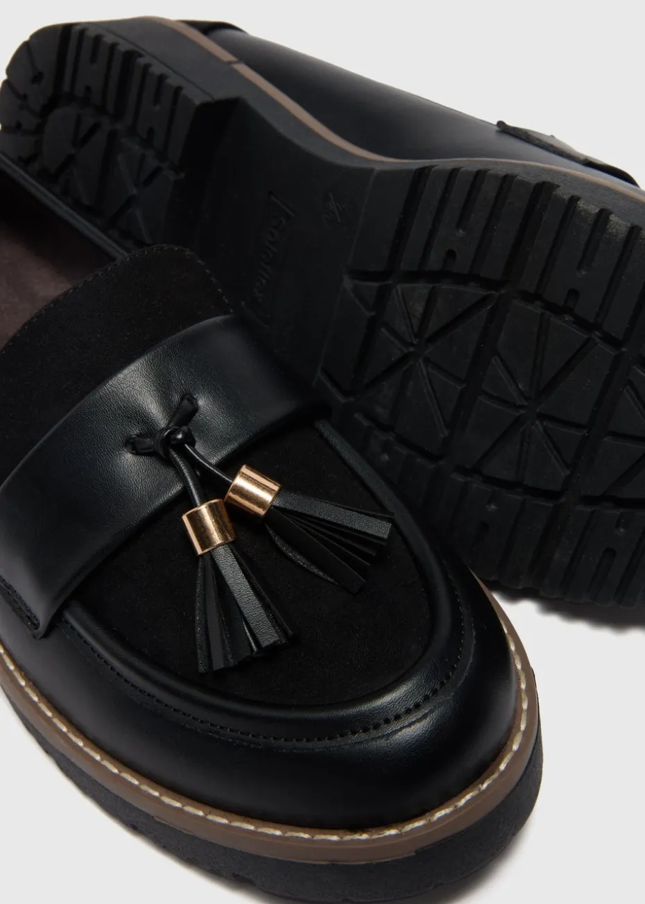 Soleflex Black Tassel Loafers
