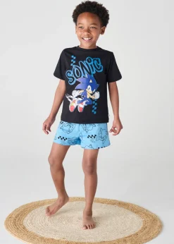 Sonic The Hedgehog Black/Blue Short Pyjama Set (4-12 Years)