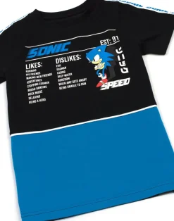 Sonic The Hedgehog Boys Black Sonic Stats Graphic T-Shirt (4 - 14 Years)