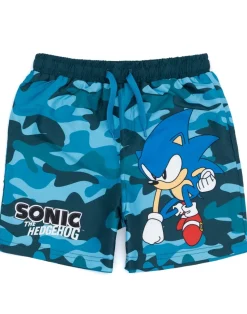 Sonic The Hedgehog Camo Kids Blue Swim Shorts (4-14 Years)