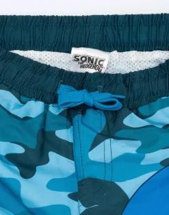 Sonic The Hedgehog Camo Kids Blue Swim Shorts (4-14 Years)