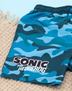 Sonic The Hedgehog Camo Kids Blue Swim Shorts (4-14 Years)