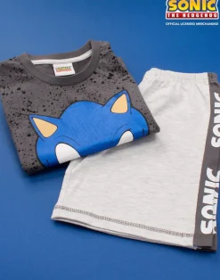 Sonic The Hedgehog Grey Kids Shortie Pyjamas (4-12 Years)