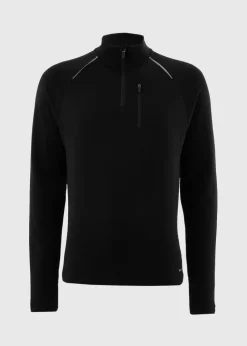 Souluxe Black 1/4 Zip Grid Top
