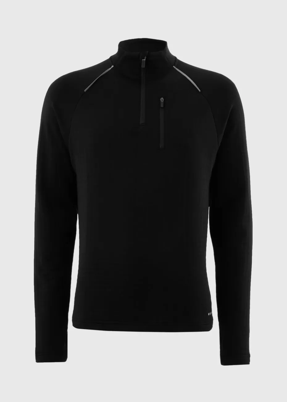 Souluxe Black 1/4 Zip Grid Top