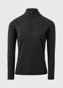 Souluxe Black Leopard Half Zip Top