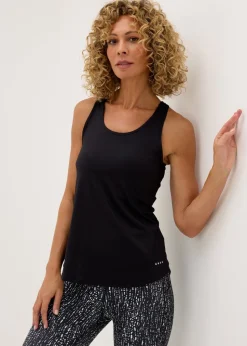 Souluxe Black Mesh Sports Vest Top