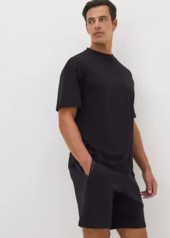 Souluxe Black Panel Jogger Shorts