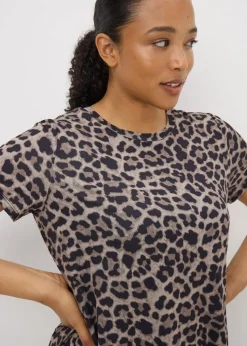 Souluxe Brown Animal Print Longline T-Shirt