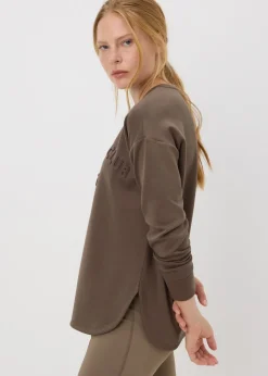 Souluxe Brown Embossed Sweatshirt