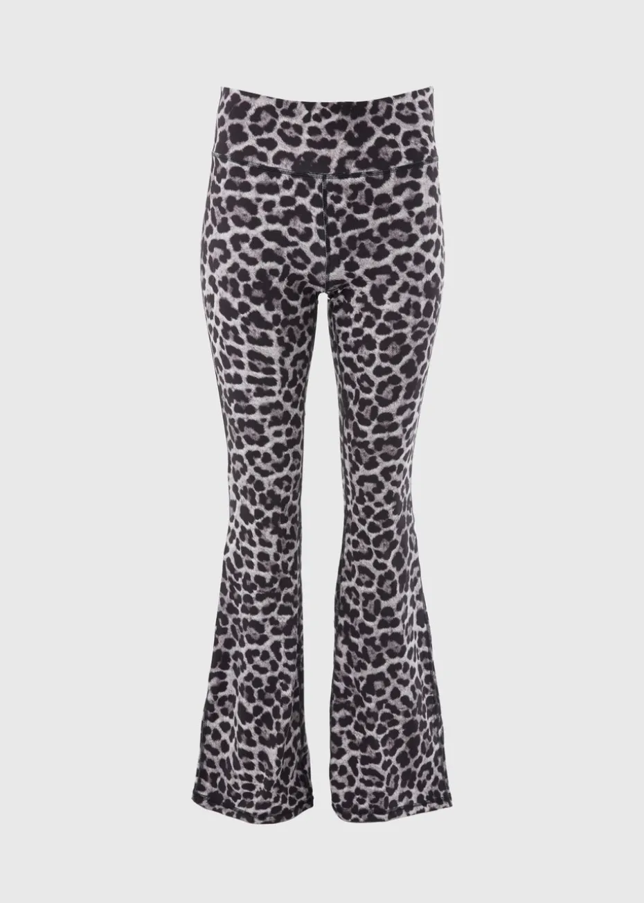 Souluxe Grey Leopard Print Flare Leggings
