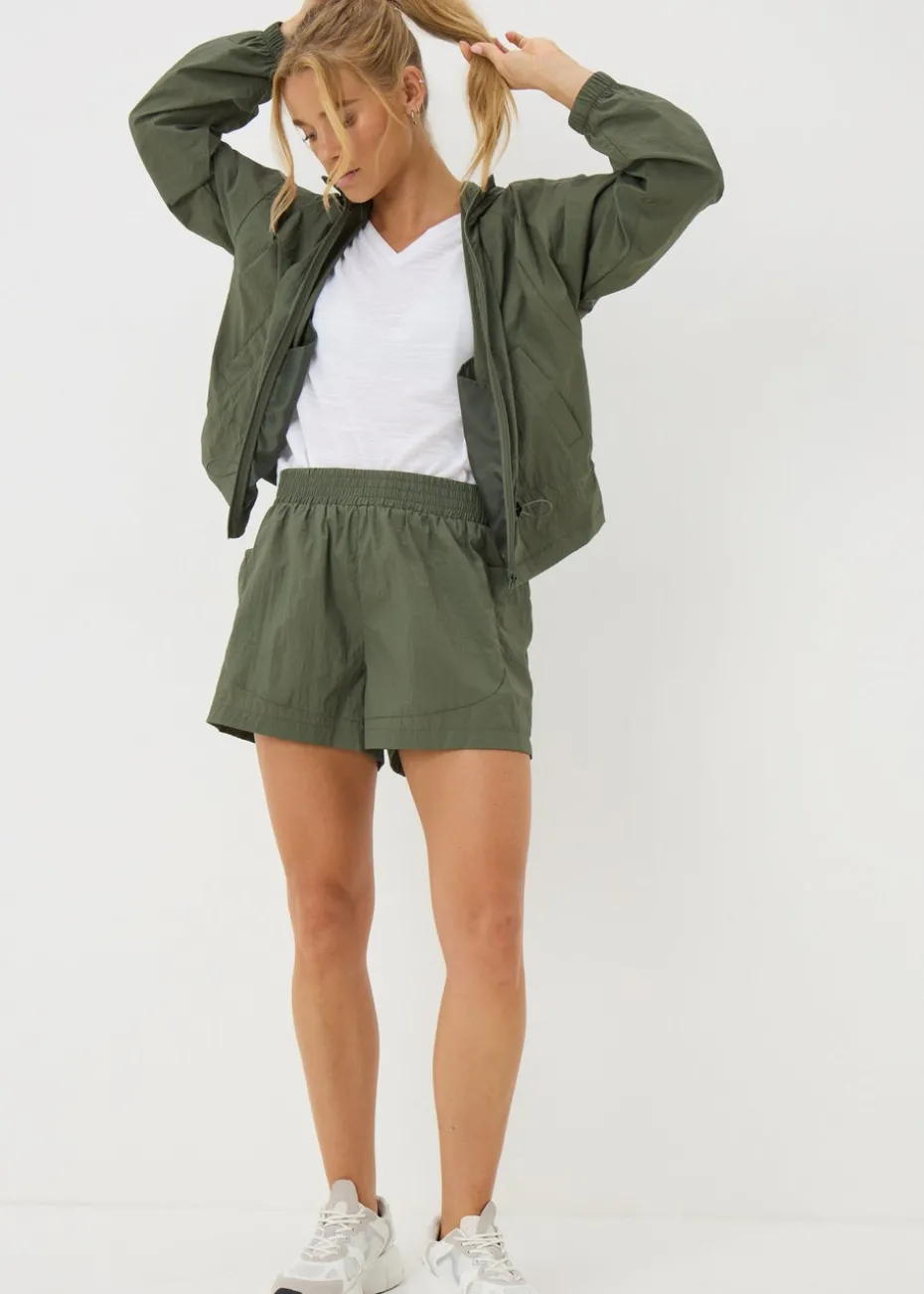 Souluxe Khaki Co Ord Woven Running Shorts