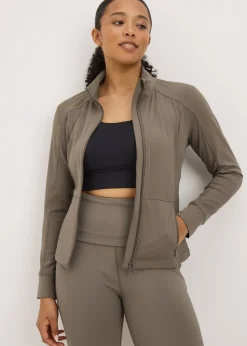 Souluxe Mocha Seam Detail Zip Jacket