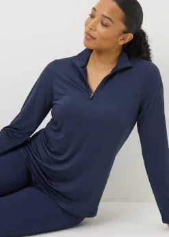 Souluxe Navy Half Zip Top
