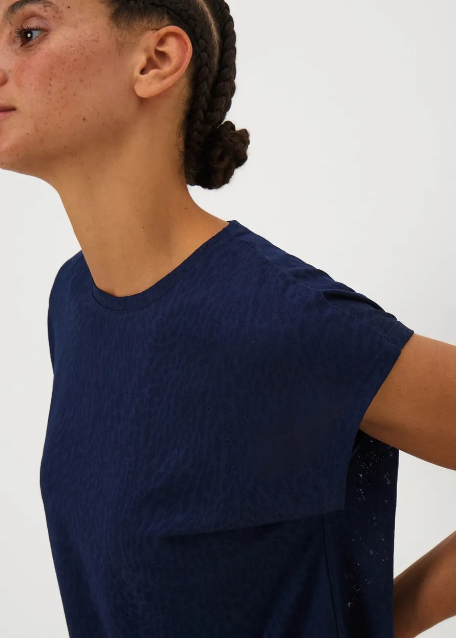 Souluxe Navy Jacquard T-Shirt