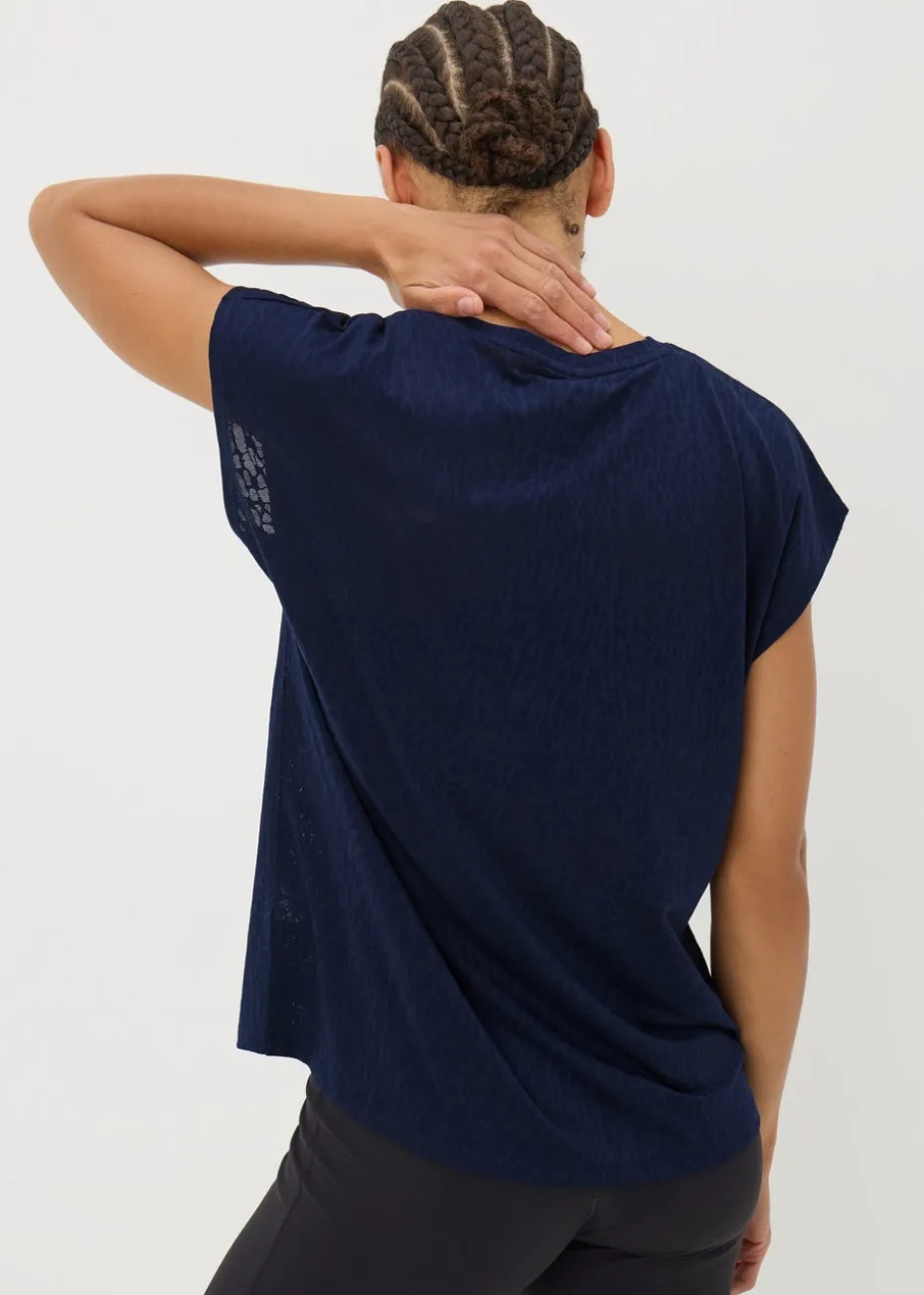 Souluxe Navy Jacquard T-Shirt