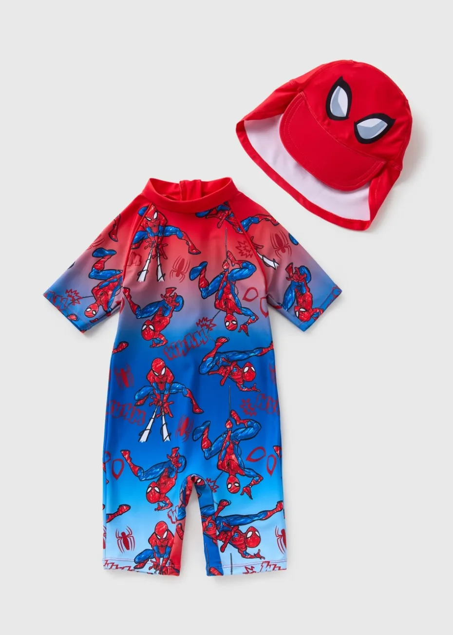 Spiderman Boys Blue Surf Suit & Hat Set (12mths-7yrs)