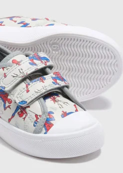 Spiderman Kids Grey Double Strap Trainers (Younger 4-12)