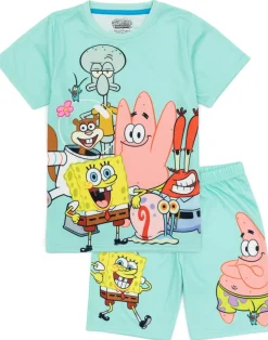 SpongeBob Characters Kids Multi Coloured Blue Shortie Pyjamas (3-14 Years)