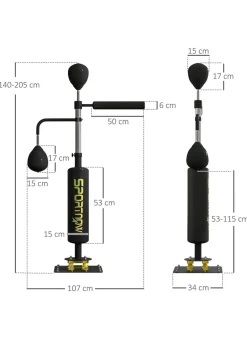 SPORTNOW Boxing Bag Freestanding Punching Bag with Reflex Bar Speed Balls