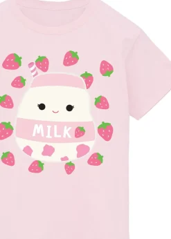 Squishmallows Amelie Strawberry Milk Girls Pink T-Shirt (5-13 Years)