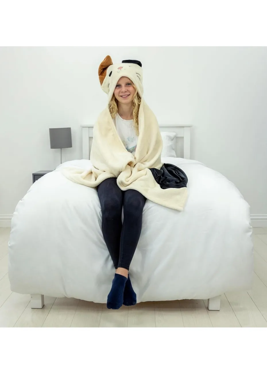 Squishmallows Beige Camcat 3D Hooded Wearable Throw