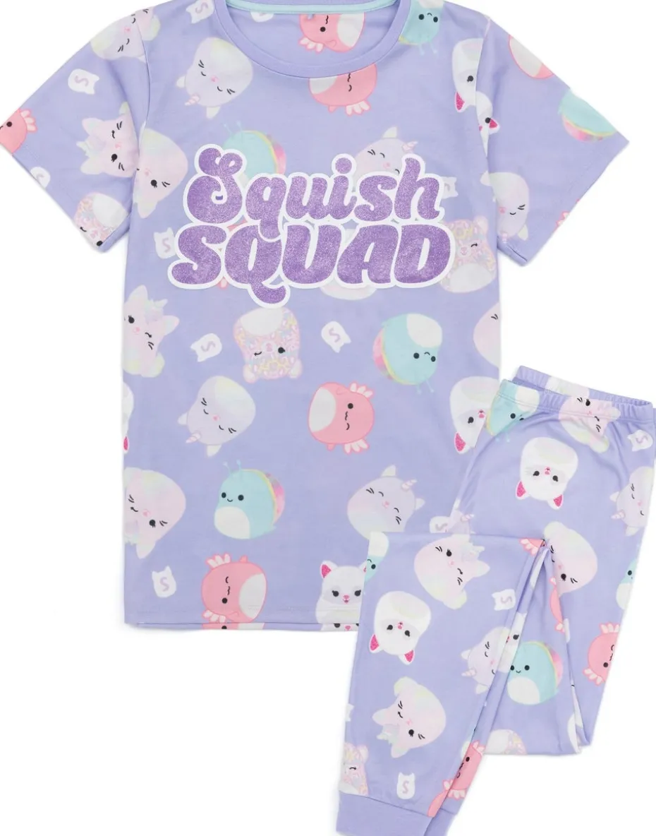 Squishmallows Kids Purple Short Sleeve Long Leg Pyjama Set (5 - 14 Years)