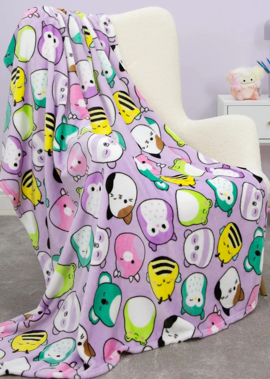 Squishmallows Purple Playful Fleece Colorful Throw
