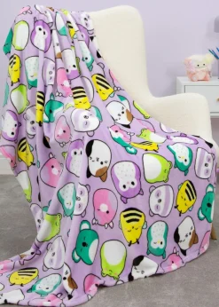 Squishmallows Purple Playful Fleece Colorful Throw
