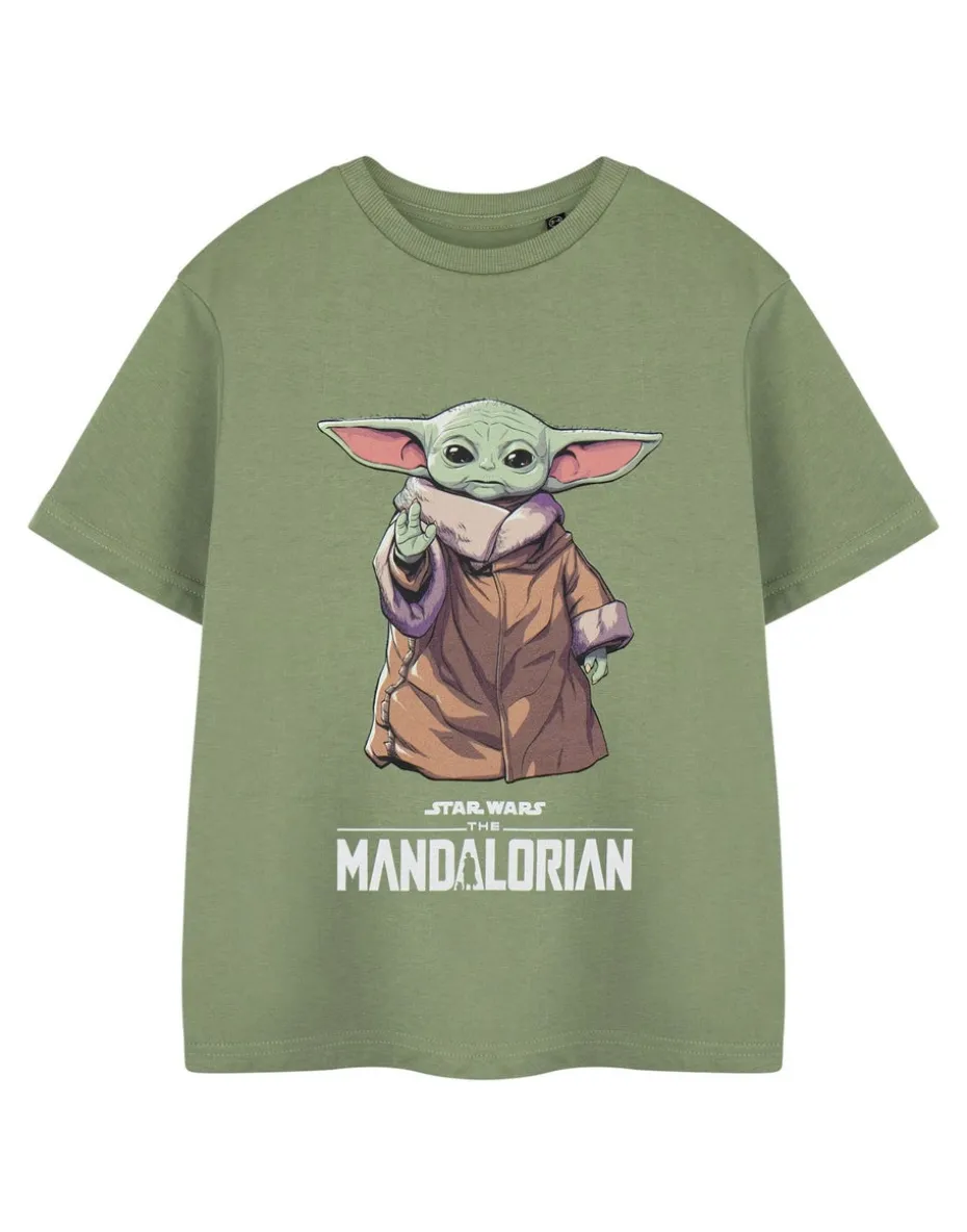 Star Wars Khaki The Mandalorian Grogu Kids T Shirt (3-14 Years)