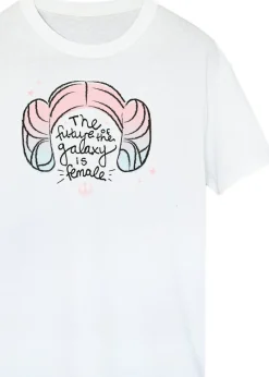 Star Wars Princess Leia Future Of Galaxy Women White Printed Boyfriend Fit T-Shirt