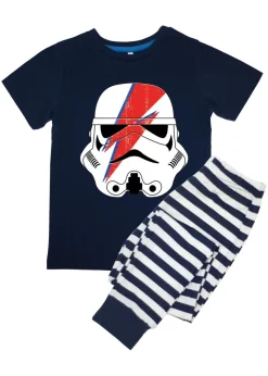 Star Wars Stormtrooper Flash Helmet Kids Navy Stripes Pyjamas (3-8 Years)