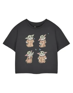 Star Wars The Mandalorian Grey Grogu Baby Yoda Cropped T Shirt