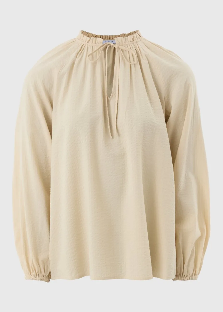 Stone Boho Tie Neck Blouse