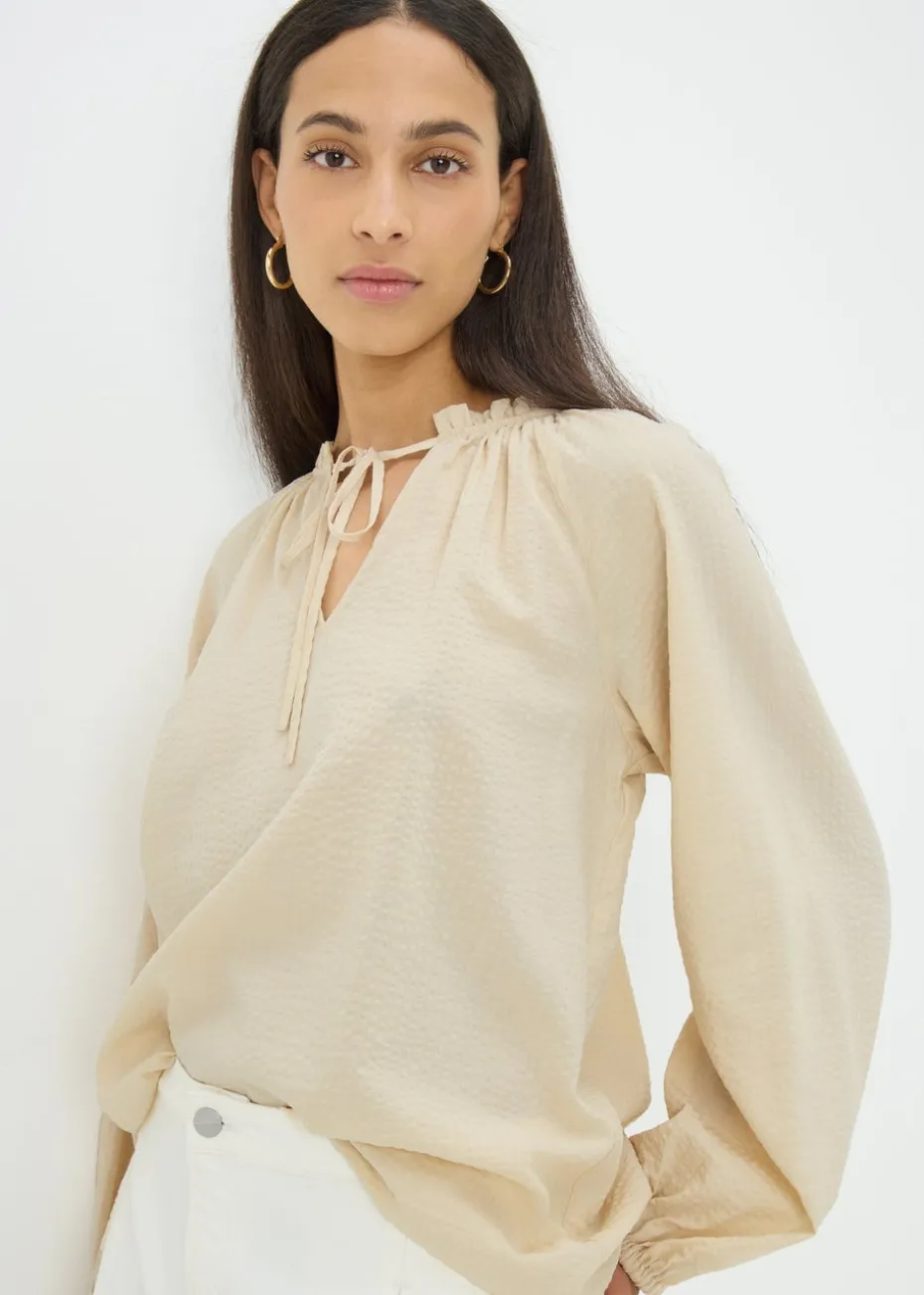 Stone Boho Tie Neck Blouse