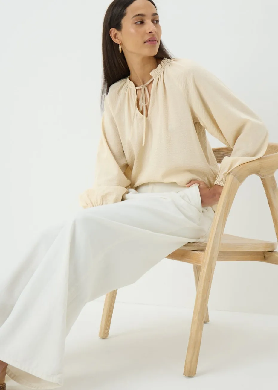 Stone Boho Tie Neck Blouse