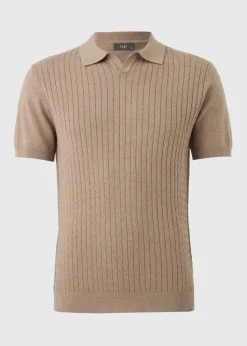 Stone Cable Knit Smart Polo Shirt