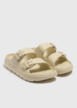 Stone Chunky Double Buckle Sliders