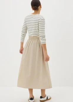Stone Cotton Midi Skirt