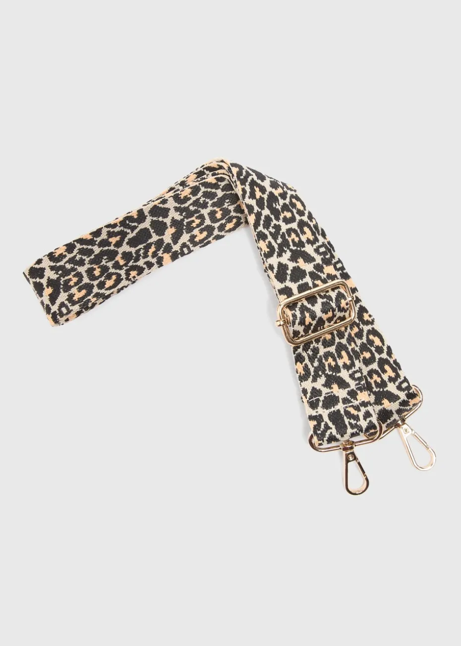 Stone Leopard Print Bag Strap