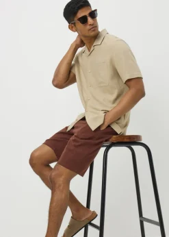 Stone Linen Blend Co Ord Shirt