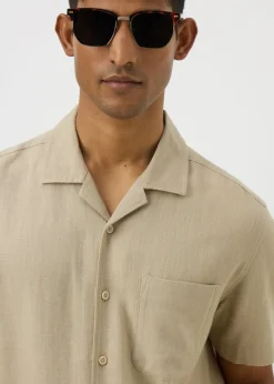 Stone Linen Blend Co Ord Shirt