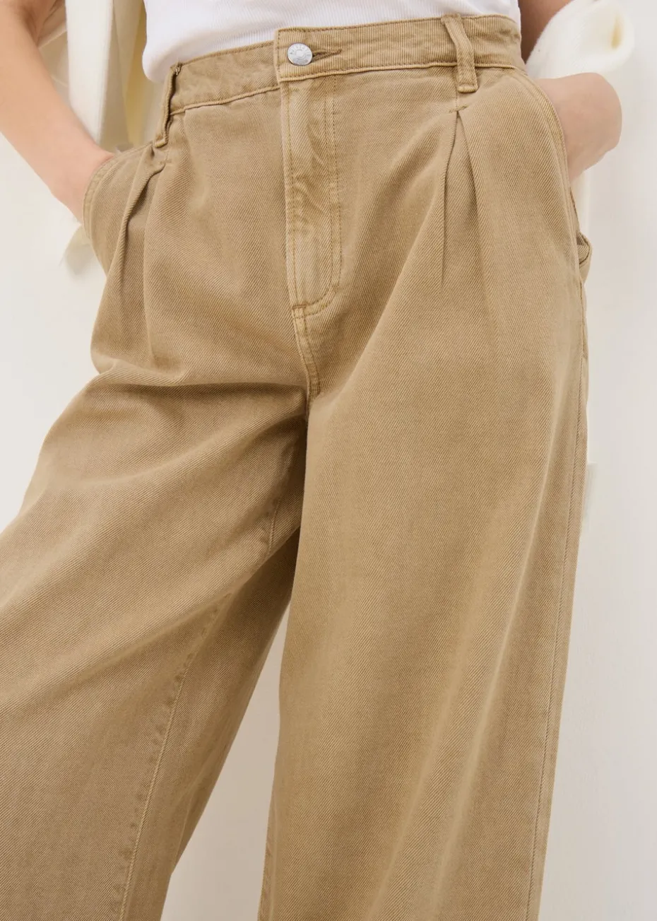 Stone Pleat Wide Leg Jeans