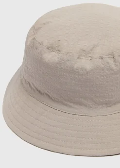 Stone Seersucker Stripe Bucket Hat